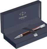 Parker Duofold Prestige Burgundy Chevron CT Ballpoint Pen – Palladium-Plated Trim
