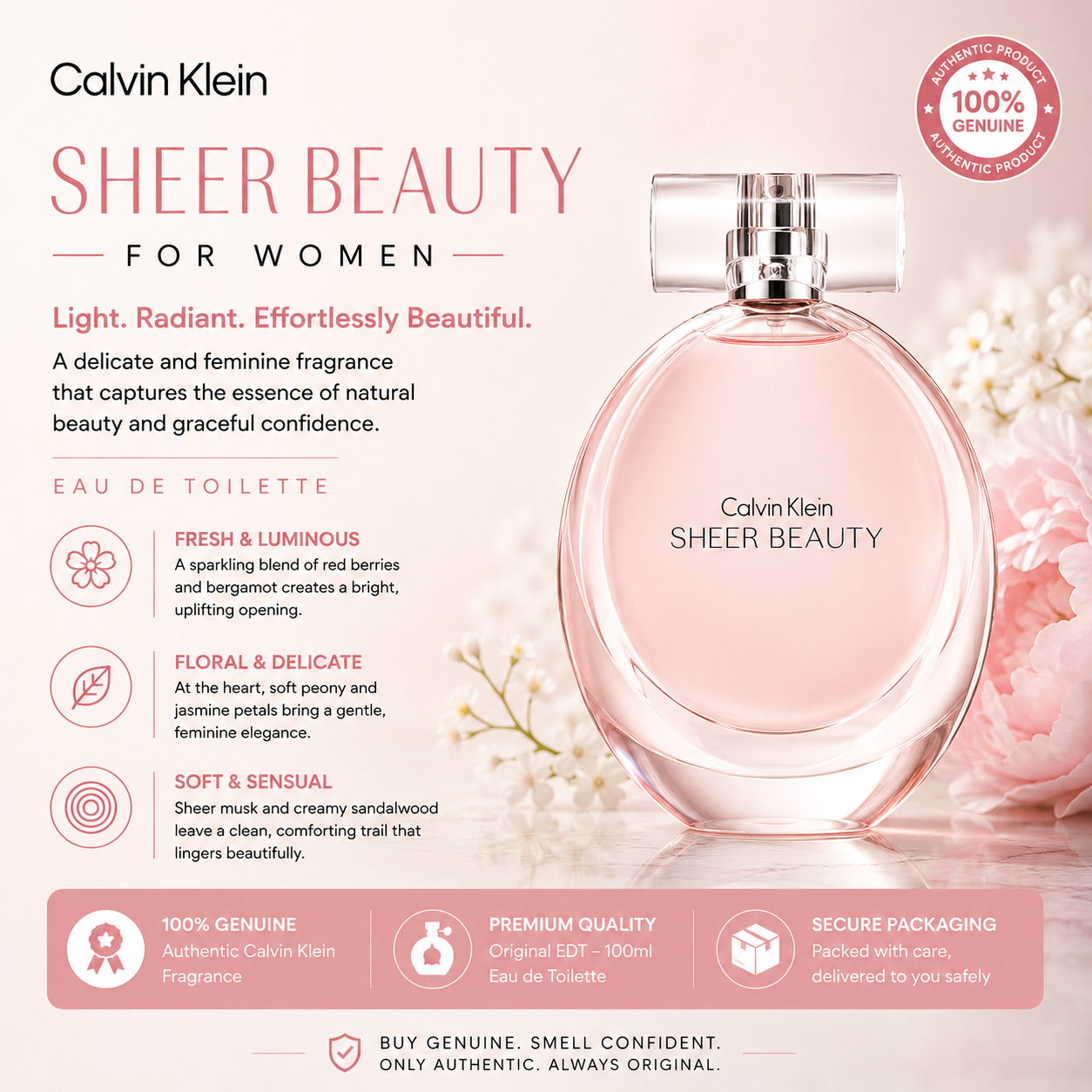 Calvin Klein Sheer Beauty EDT 100ml – Women's Fragrance