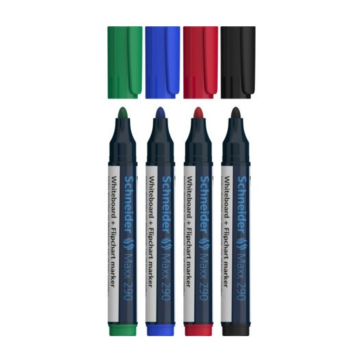 Schneider Maxx 290 Whiteboard & Flipchart Marker Set – 4 Colors | 2–3mm