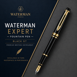 Waterman Expert Black GT Fountain Pen – Premium Writing Instrument