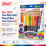 Dux Coloroni Jumbo Dual Colour Pencils – 12 Double-Ended Pencils (24 Colors) with Free Sharpener | DX-724