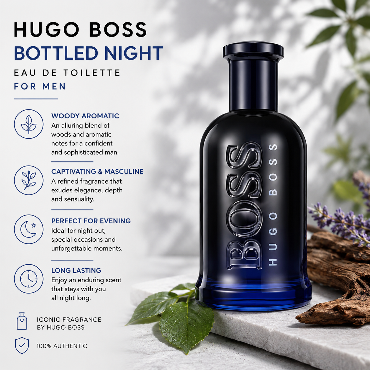 Hugo Boss Bottled Night EDT for Men 100ml | Woody Aromatic Perfume
