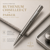 Parker Duofold Prestige Ruthenium Chiselled CT Ball Pen