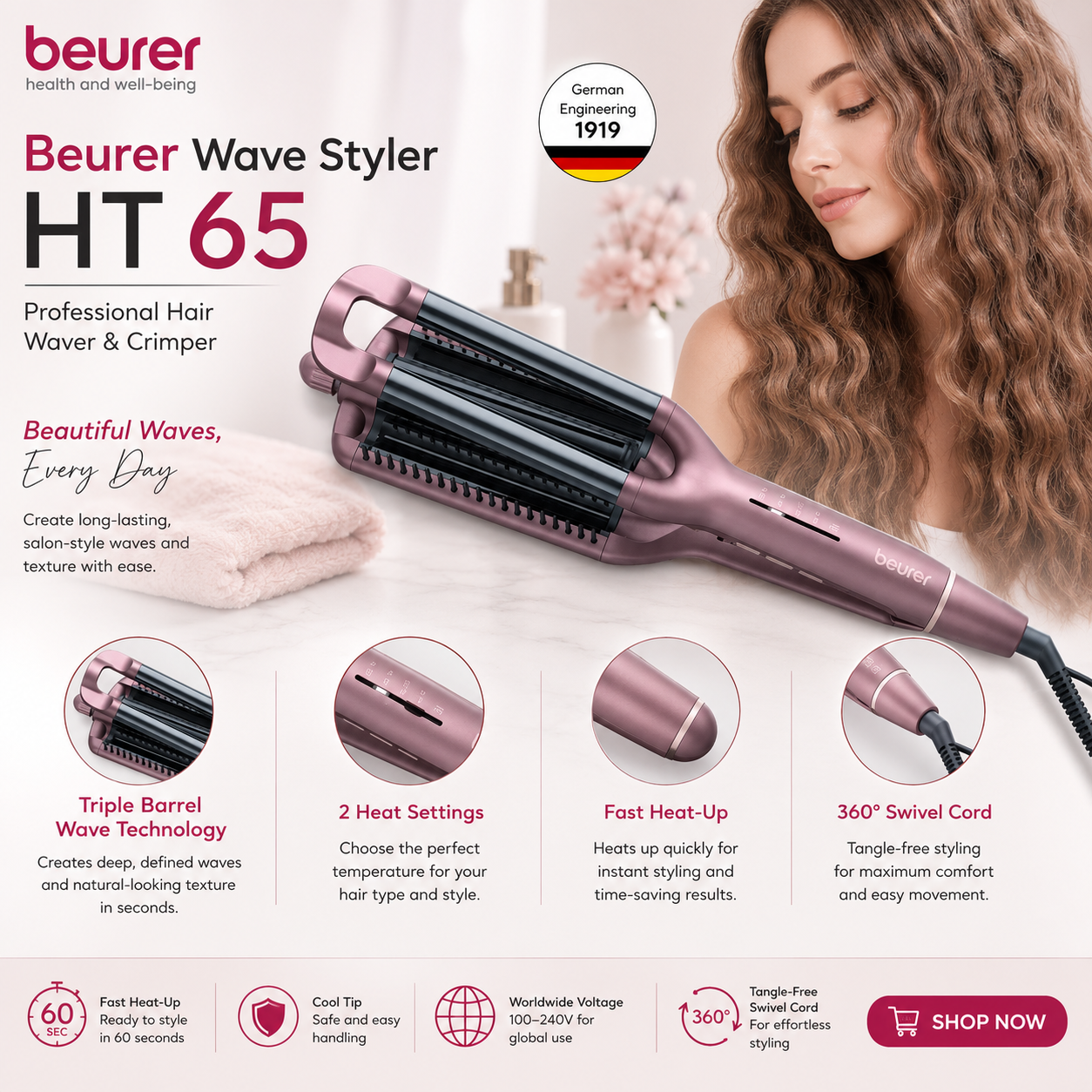 Beurer HT 65 professional hair waver and crimper styling tool