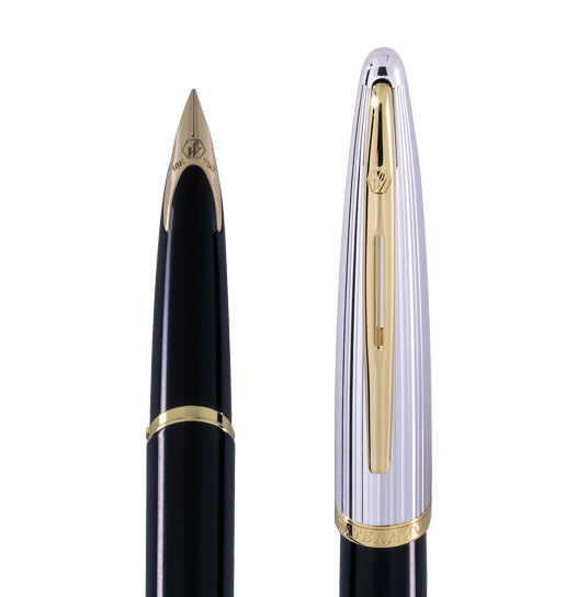 Waterman Carène Fountain Pen – Black Deluxe with Gold Trim (18K Gold Nib)