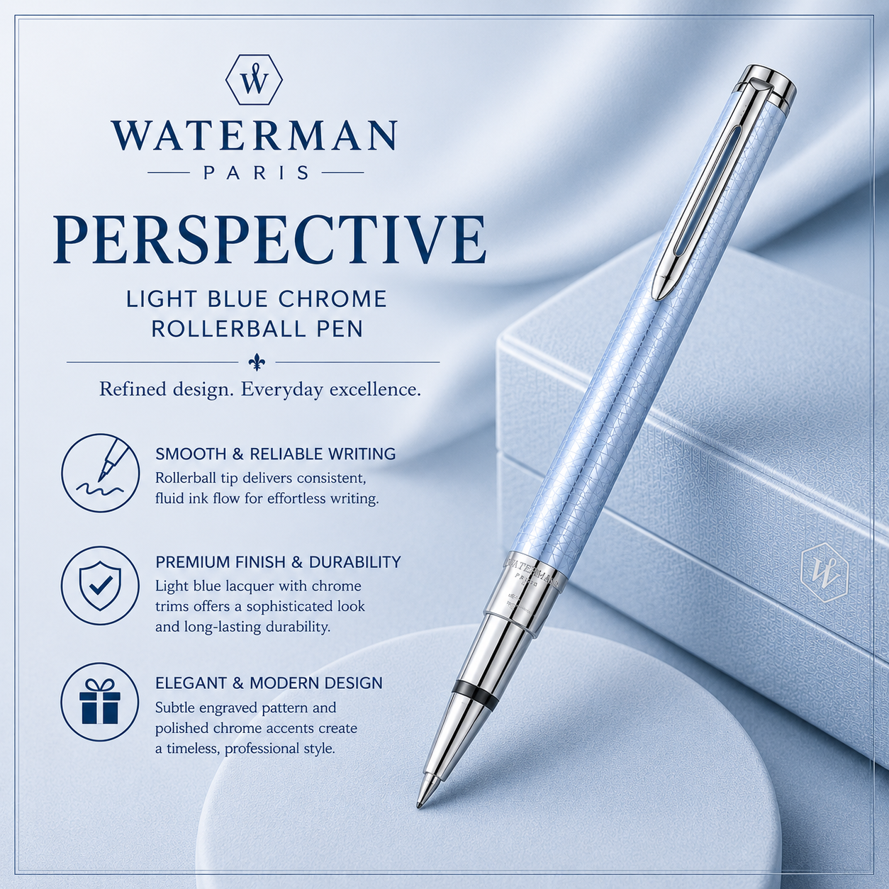 Waterman Perspective Azure Blue CT Rollerball Pen