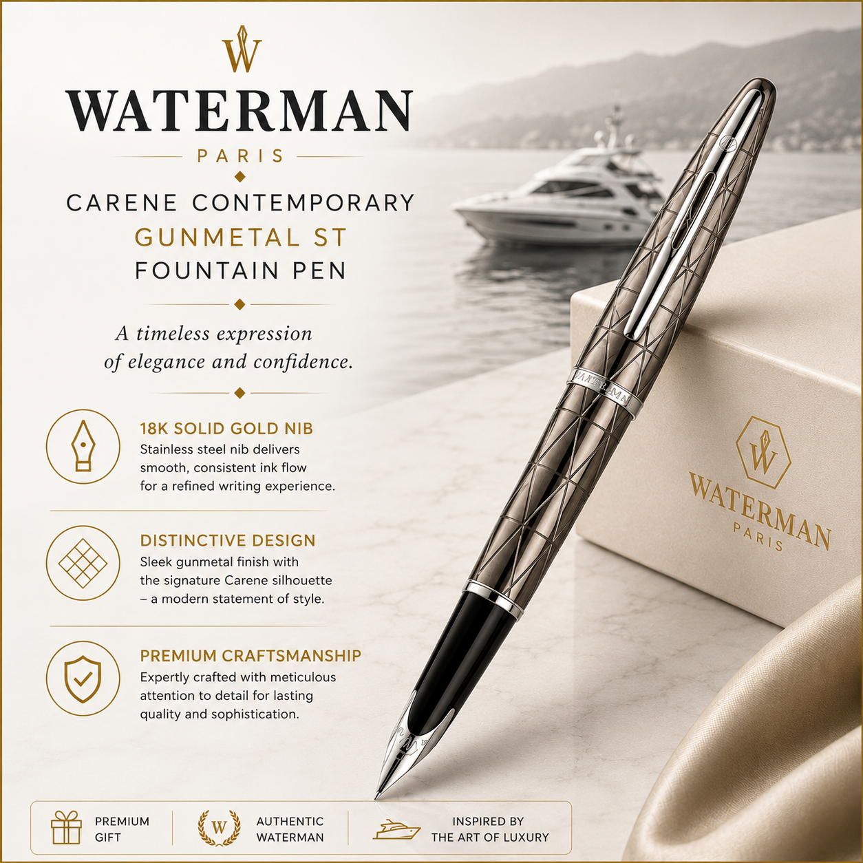 Waterman Carène Contemporary Gunmetal ST Fountain Pen
