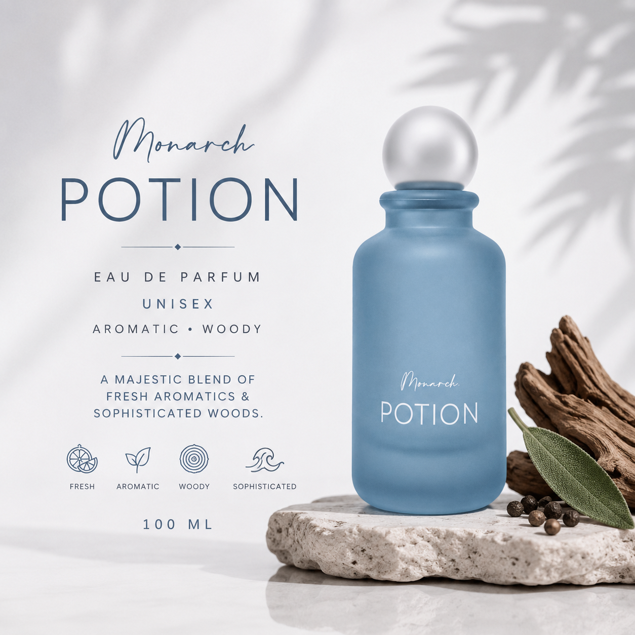 Potion Monarch Eau De Parfum 100ml – Unisex Aromatic Woody
Now this