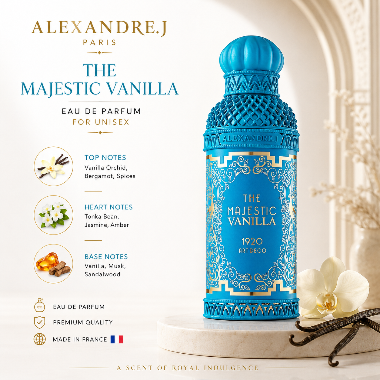 Alexandre.J The Majestic Vanilla EDP 100ml, unisex perfume bottle