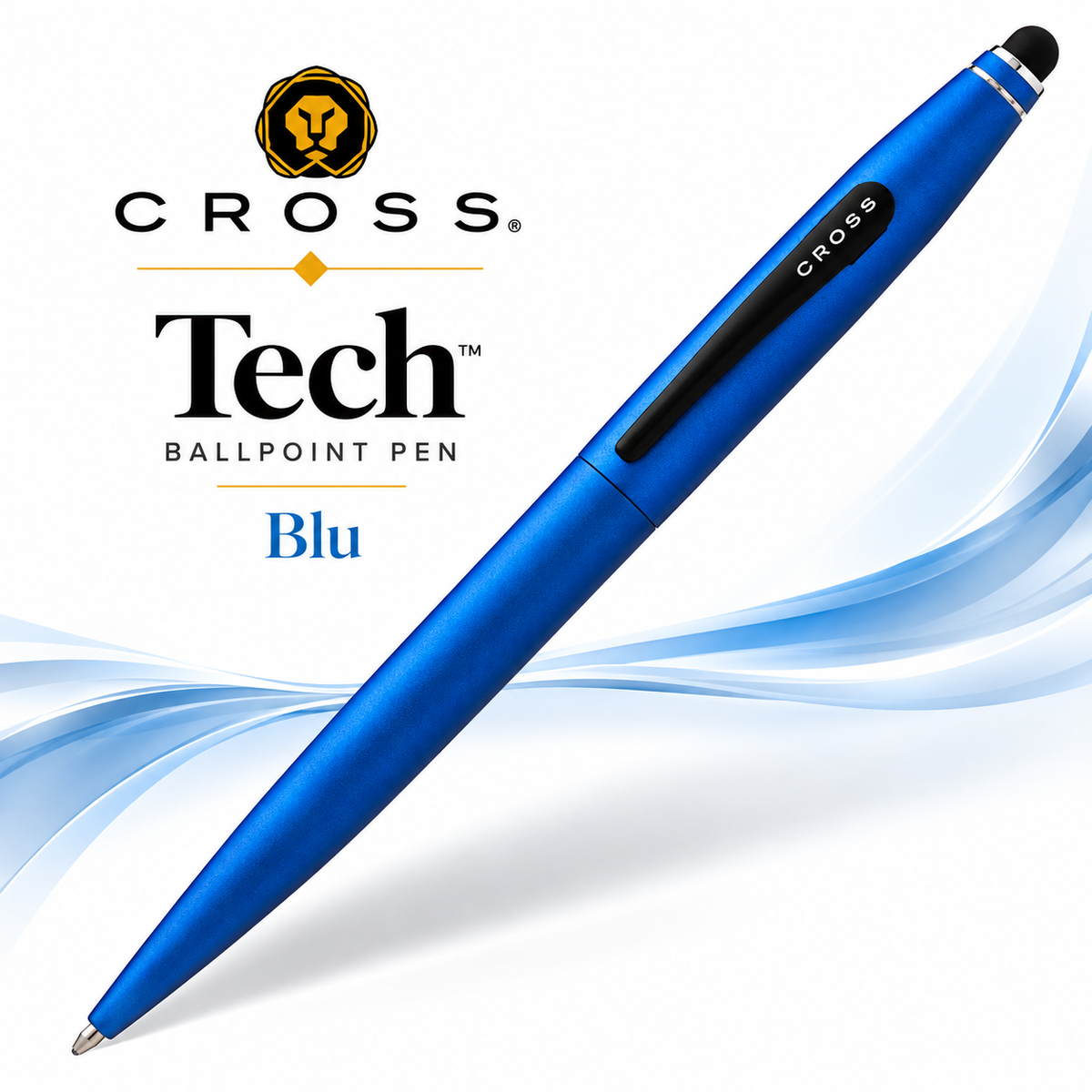 Cross Tech Blu Ballpoint Pen AT0652-6 – Blue Lacquer with Chrome Trim