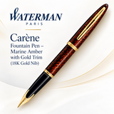 Waterman Carène Fountain Pen – Marine Amber with Gold Trim (18K Gold Nib)