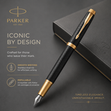 Parker IM Matt Black Gold Trim Fountain Pen – Core Premium Series