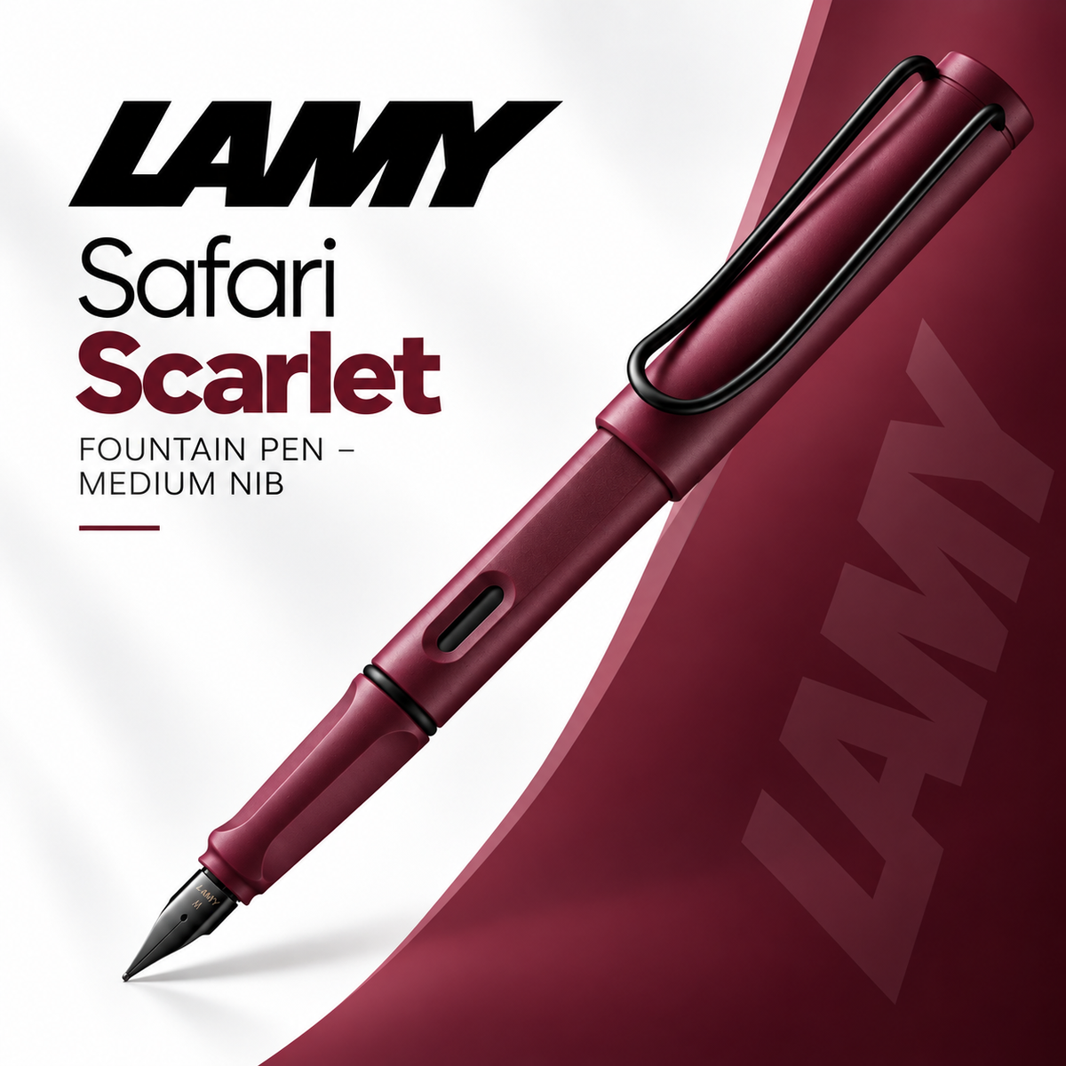 Lamy Safari Scarlet Fountain Pen – Medium Nib