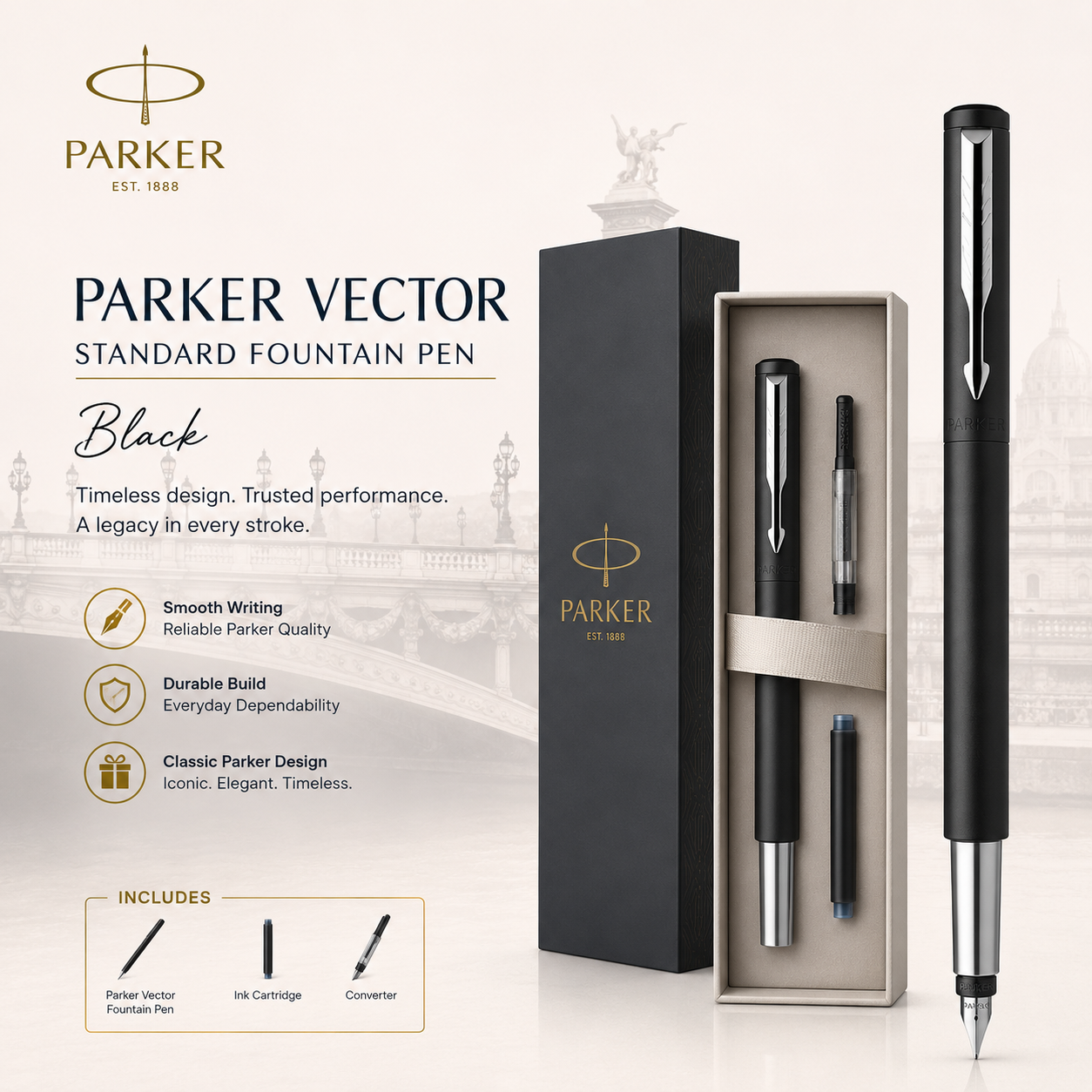 Parker Vector Standard Fountain Pen – Black