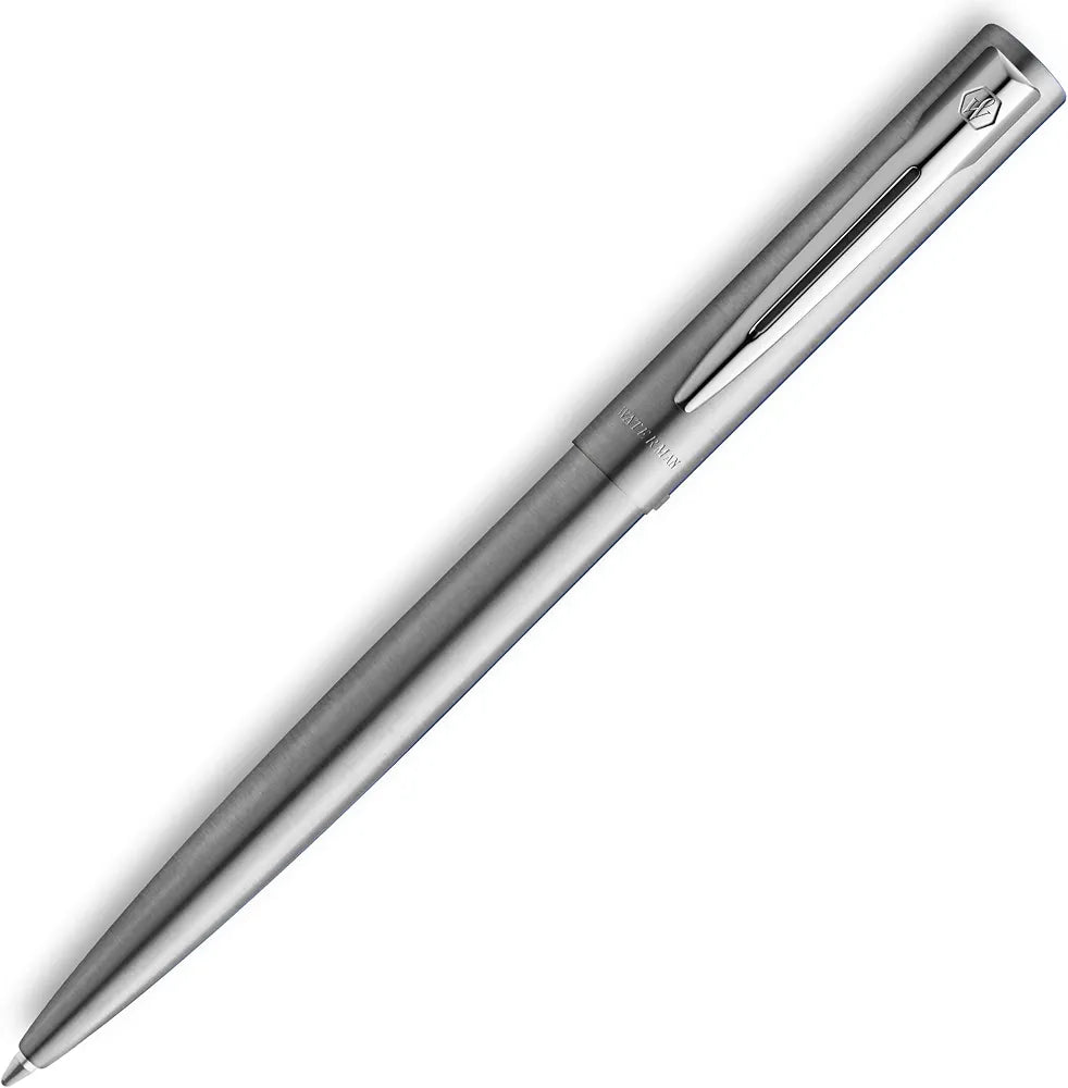 Waterman Graduate Stainless Steel Ballpoint Pen – Brushed Chrome | Medium Point | Blue Ink