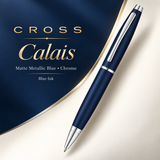 Cross Calais Ballpoint Pen – Matte Metallic Blue & Chrome | Blue Ink