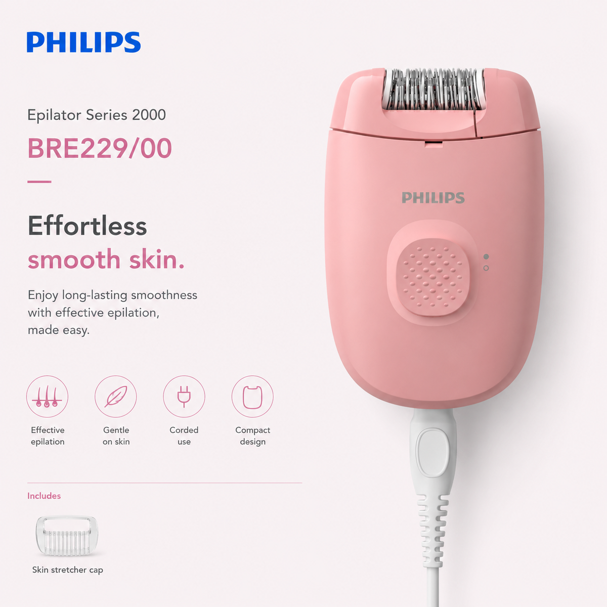 Philips Epilator BRE229/00 – Cordless Hair Removal for Women