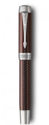Parker Duofold Prestige Burgundy Chevron CT Fountain Pen – 18K Solid Gold Two-Tone Rhodium-Plated Nib