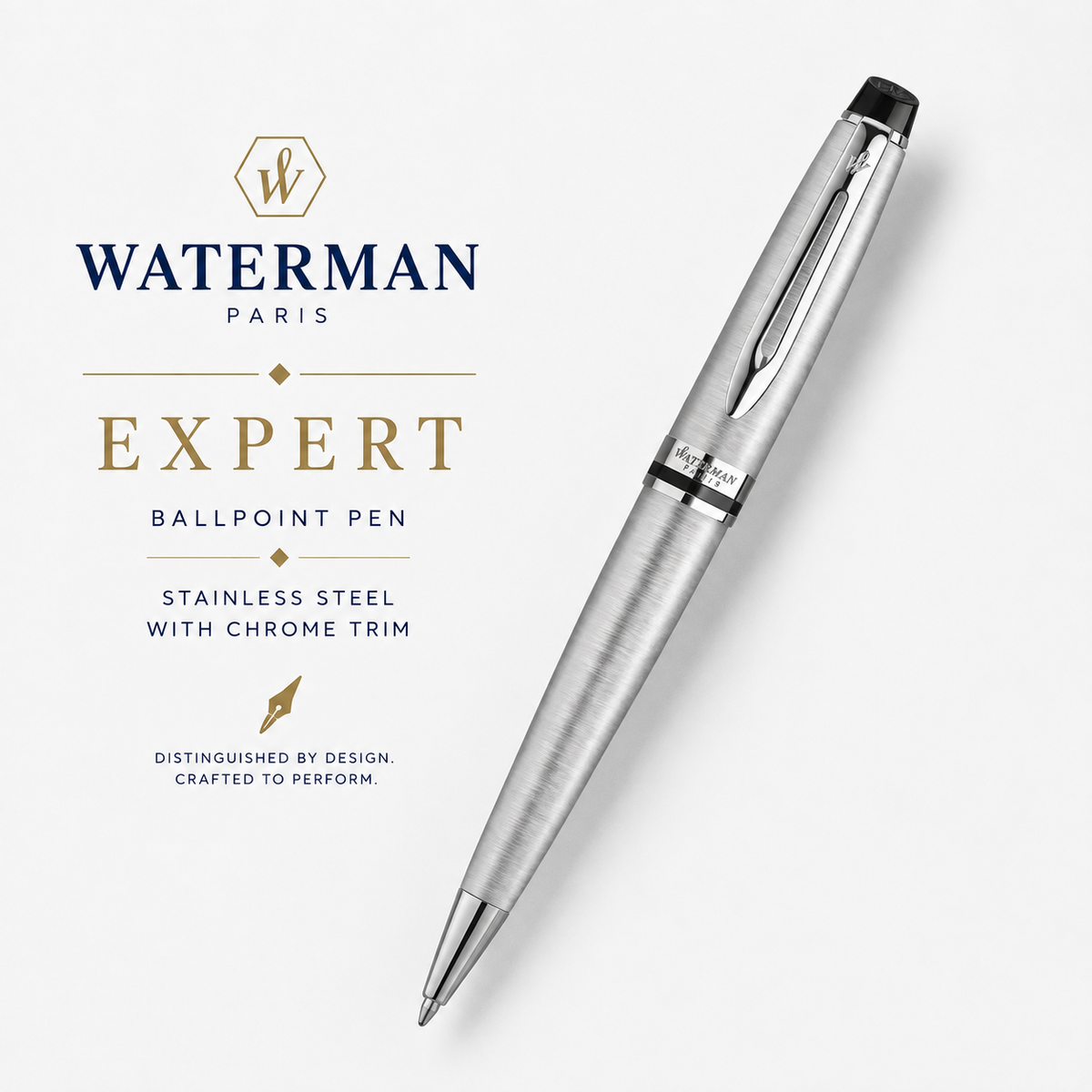 Waterman Expert Ballpoint Pen – Stainless Steel with Chrome Trim