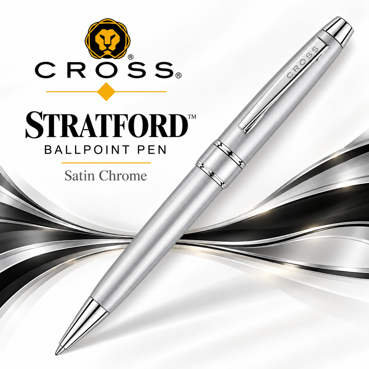 Cross Stratford Ballpoint Pen – Satin Chrome (Medium)