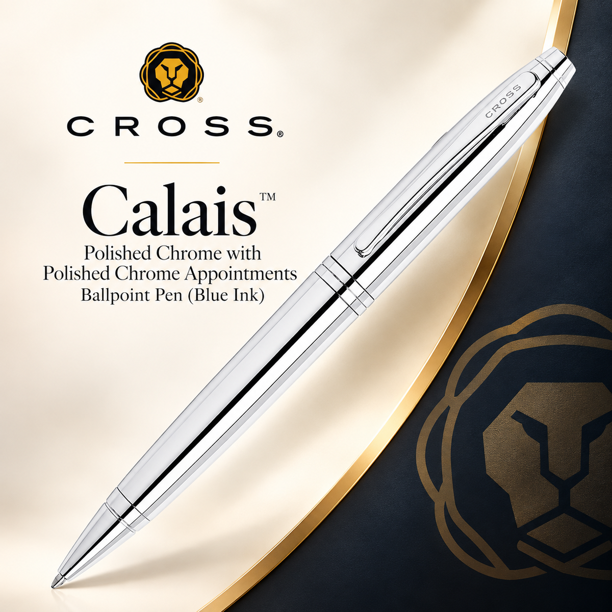 Cross Calais Ballpoint Pen – Polished Chrome, Blue Ink