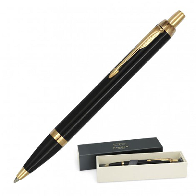 Parker IM Black Lacquer Gold Trim Ballpoint Pen