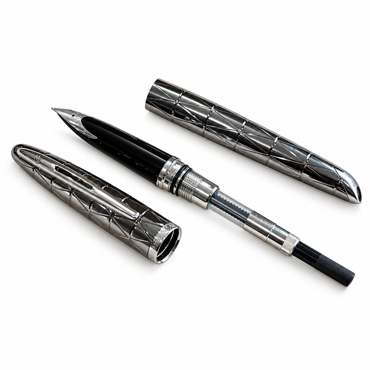 Waterman Carène Contemporary Gunmetal ST Fountain Pen – 18K Solid Gold Rhodium-Plated Medium Nib