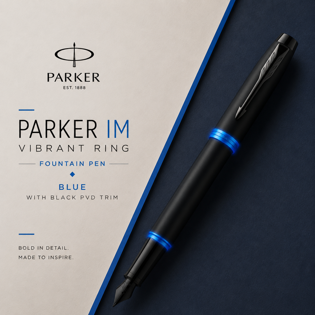 Parker IM Vibrant Ring Fountain Pen – Blue | Premium Fountain Pen