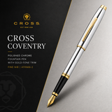 Cross Coventry Polished Chrome Fountain Pen with Gold-Tone Trim – Fine Nib | AT0666-2