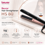 Beurer HS 80 professional titanium hair straightener, black flat iron