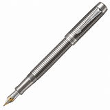 Parker Duofold Prestige Ruthenium Chiselled CT Fountain Pen – 18K Solid Gold Rhodium-Plated Nib