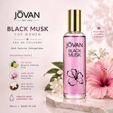 Jovan Black Musk for Women Eau de Cologne 96ml | Bold Dark Musk with Amber & Woods