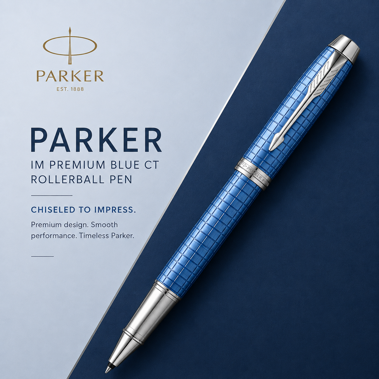 Parker IM Premium Blue CT Rollerball Pen – Chrome Trim