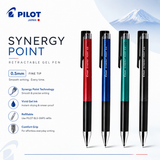 Pilot Synergy Point Refillable Retractable Gel Pen – 0.5mm, Assorted Colours
