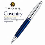 Coventry Blue Lacquer with Polished Chrome Appointments Ballpoint Pen (Blue Ink)