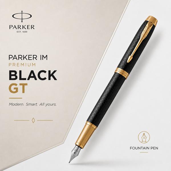 Parker IM Matt Black Gold Trim Fountain Pen – Core Premium Series