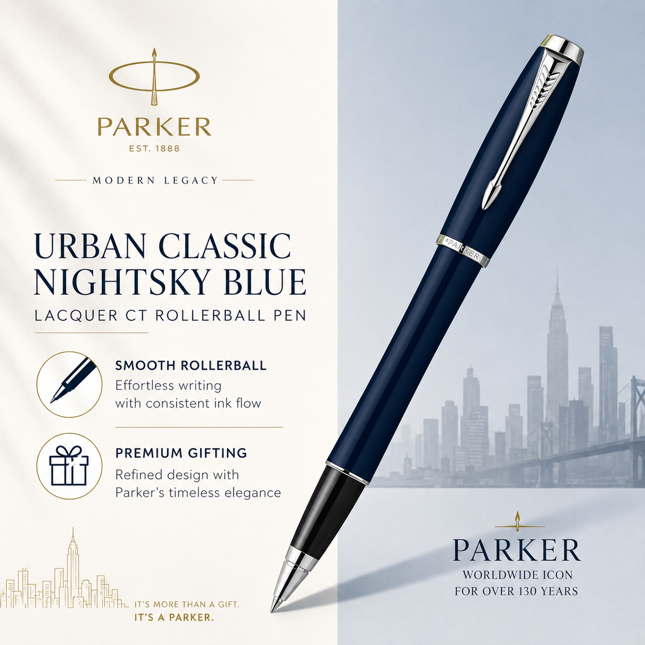 Parker Urban Classic Nightsky Blue Lacquer CT Rollerball Pen