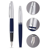 Cross Calais Chrome and Blue Lacquer Fountain Pen
