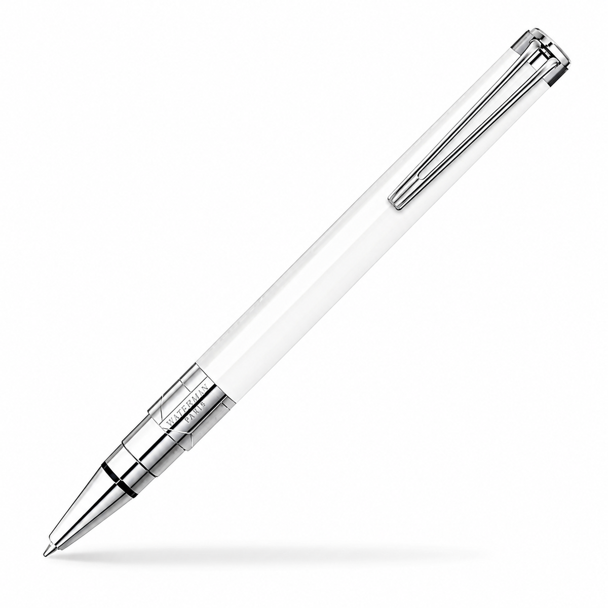 Waterman Perspective Ballpoint Pen – White with Chrome Trim