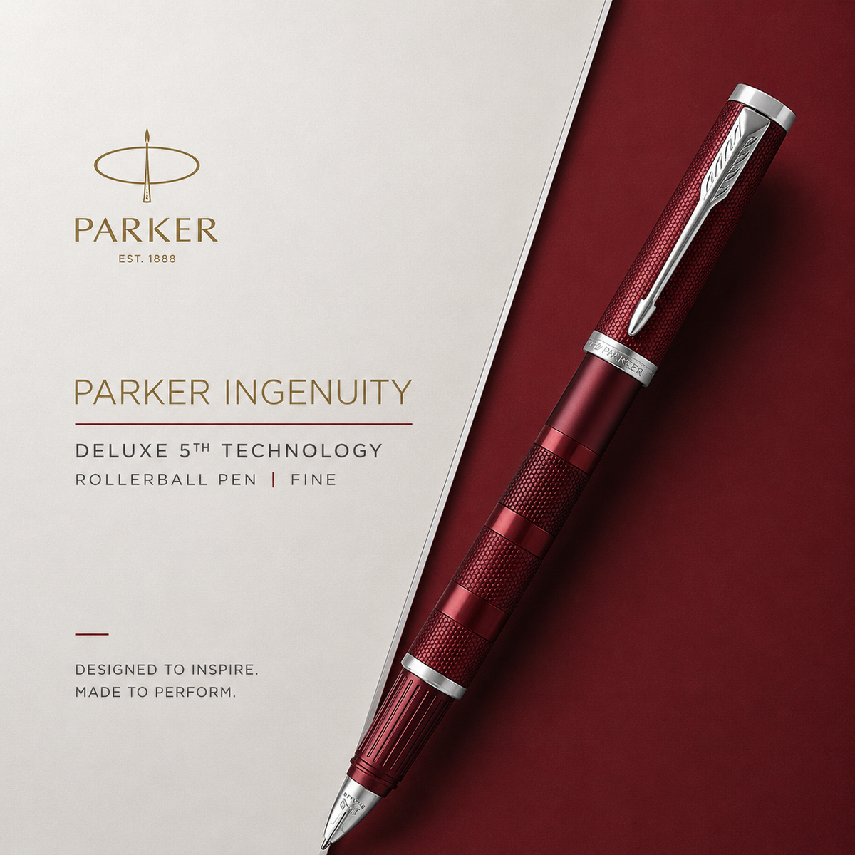 Parker Ingenuity Deluxe 5th Technology Rollerball Pen | Deep Red, Fine