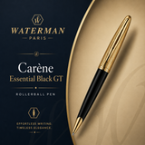 Waterman Carène Essential Rollerball Pen – Black with Gold Trim