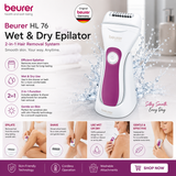 Beurer HL 76 wet and dry 2-in-1 epilator, cordless hair removal device