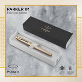 Parker IM Premium Fountain Pen – Warm Silver Champagne Diamond Pattern Gold Trim