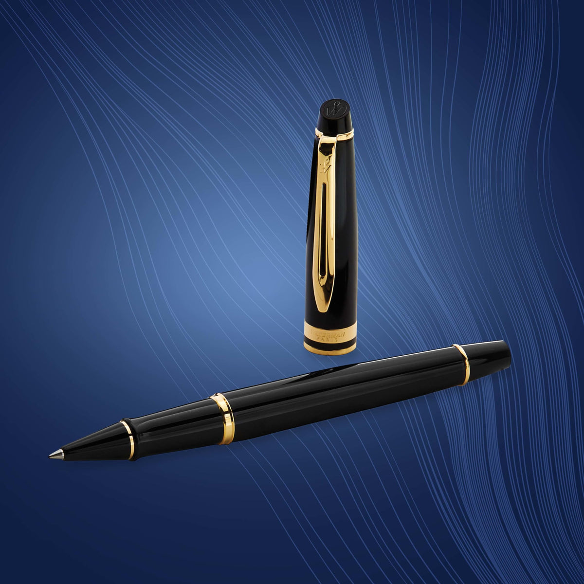 Waterman Expert Rollerball Pen – Black with Gold Trim
