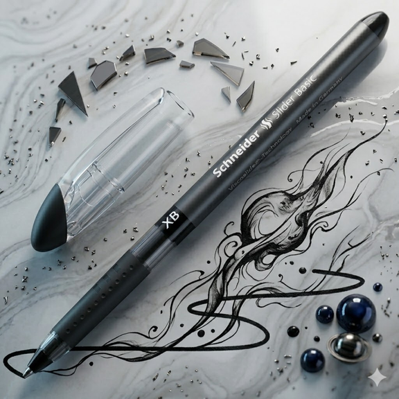 Schneider Slider Basic XB Ballpoint Pen – 1.4 mm Extra-Broad Tip, Blue/Black Ink