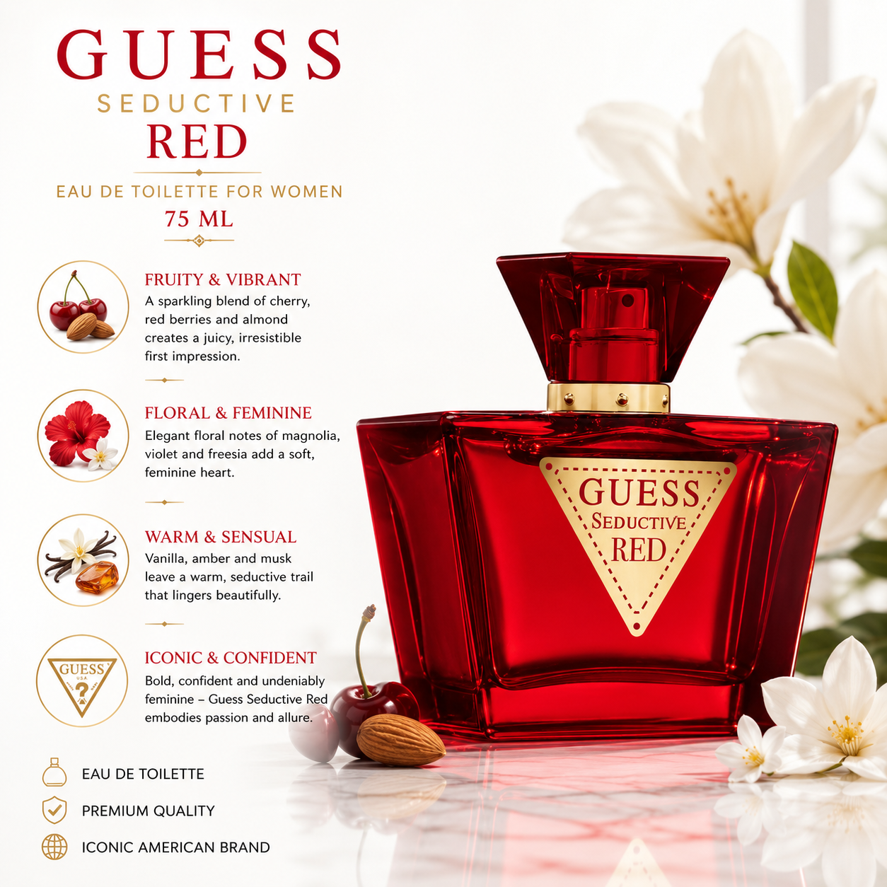 GUESS Seductive Red for Women Eau de Toilette – 75ml