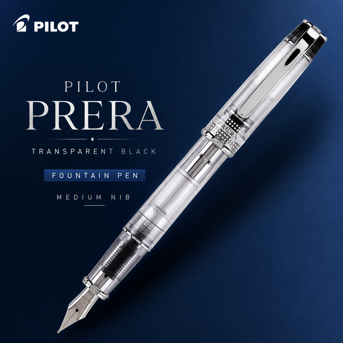 Pilot Prera Transparent Black Fountain Pen – Medium Nib