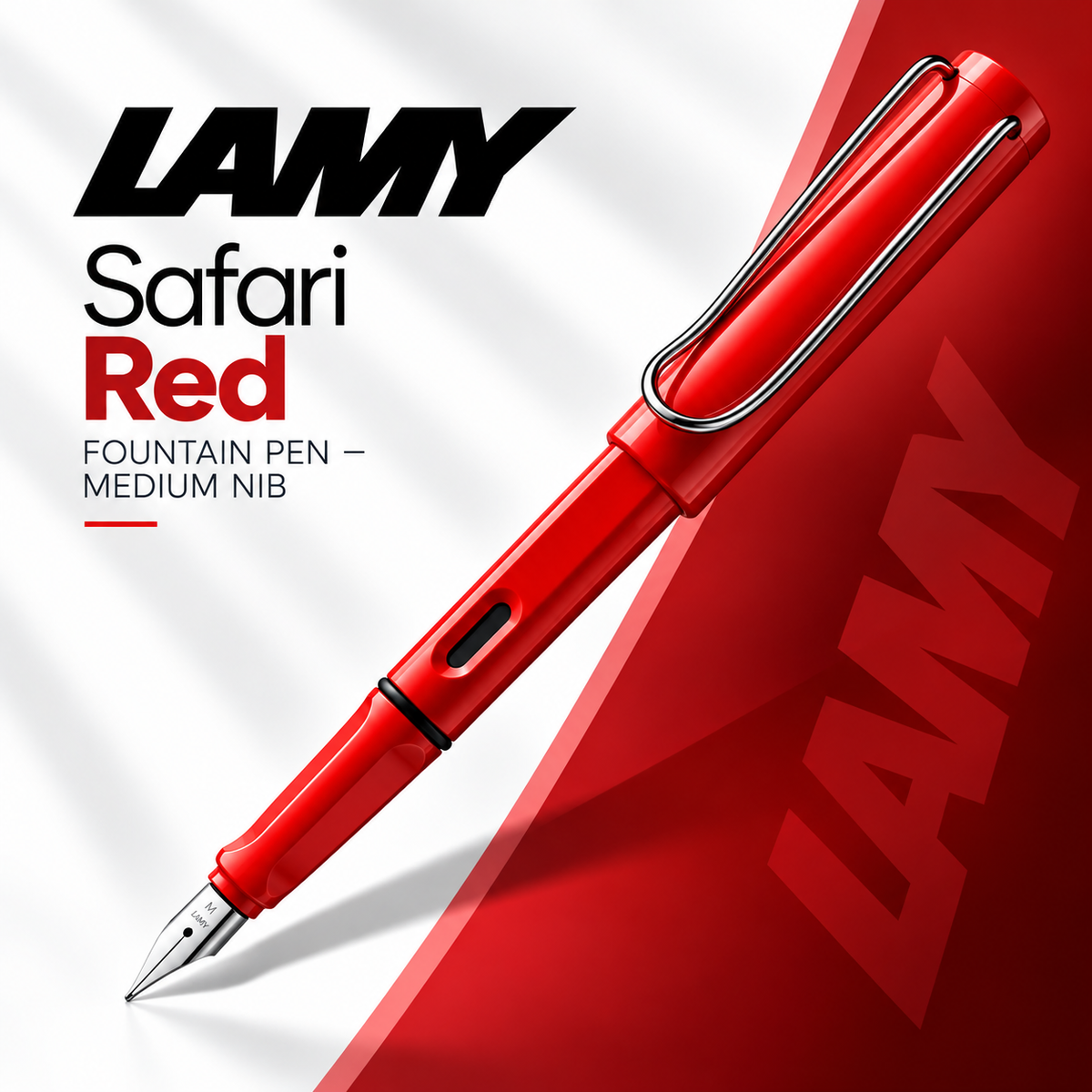 Lamy Safari Red Fountain Pen – Medium Nib