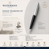 Waterman Edson Diamond ST Ballpoint Pen – Black (ST)