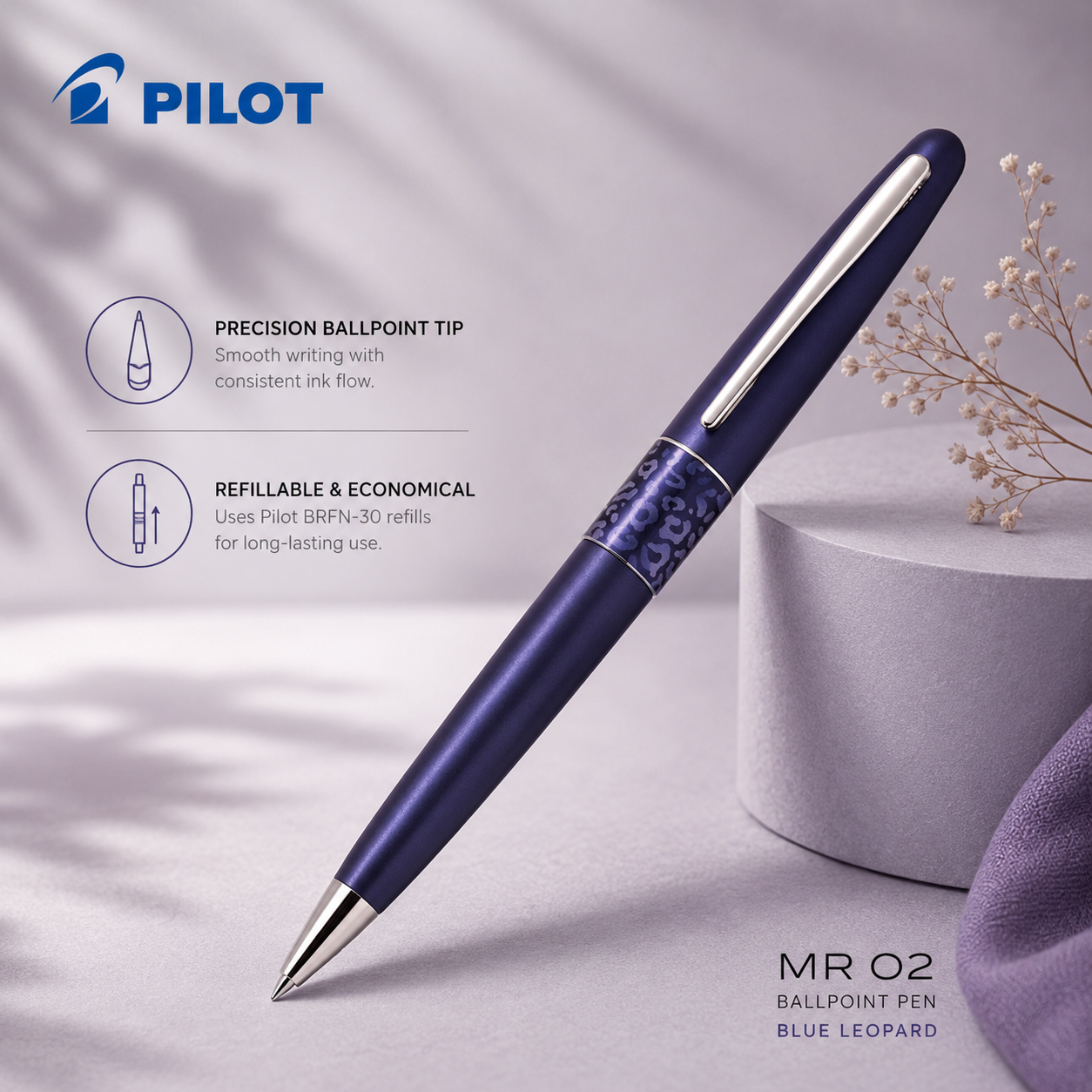 Pilot MR 02 Ballpoint Pen – Blue Leopard